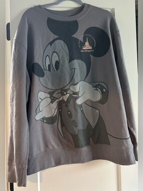 Disney Gray Crewneck Sweatshirt with Dark Gray Graphic